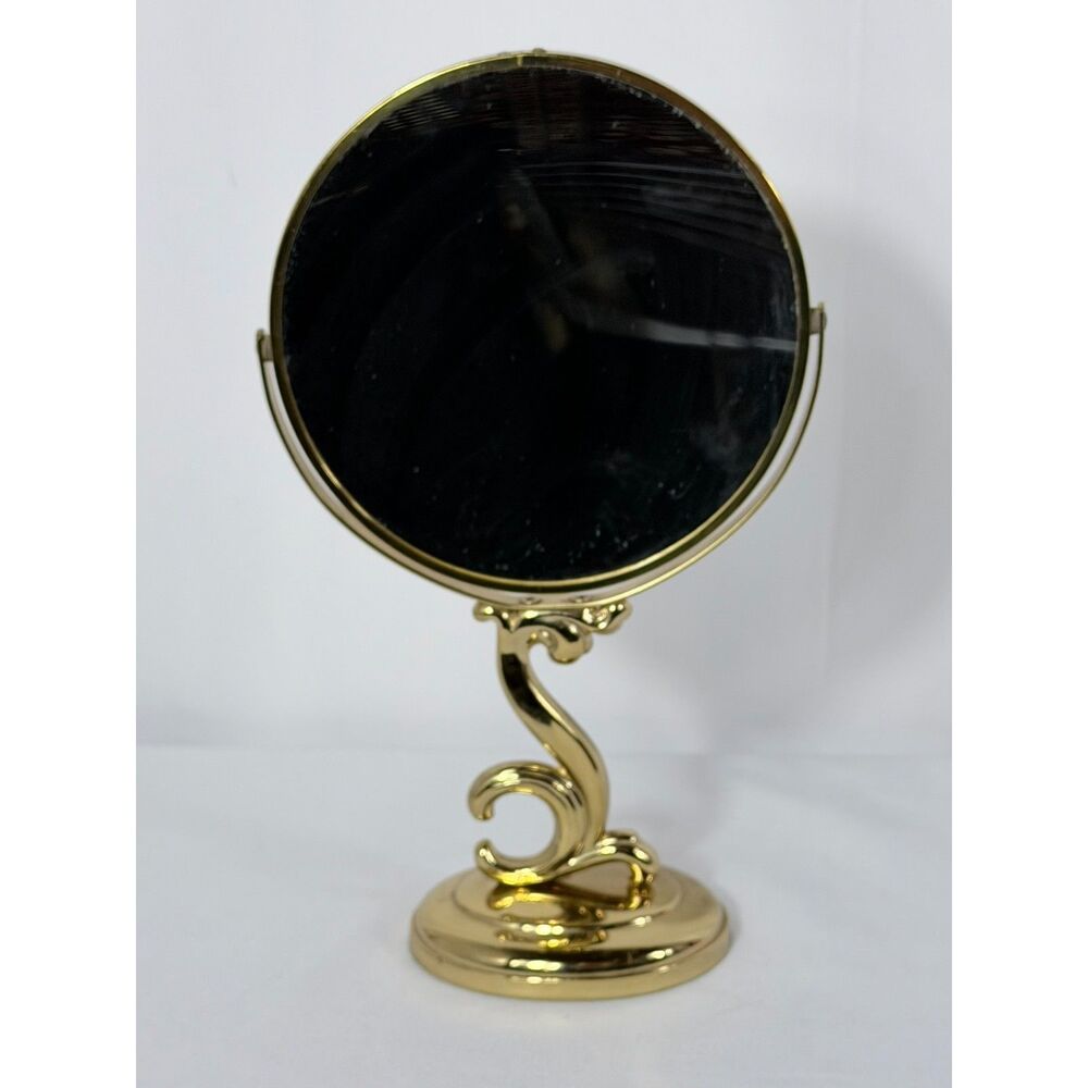 Vintage Brass? Vanity Mirror Swivel 2 Sided Weighted Base Adjustable Magnifying